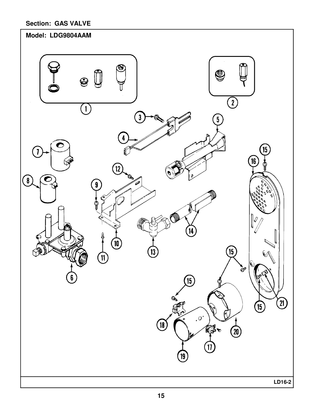 Whirlpool manual Section GAS Valve Model LDG9804AAM 