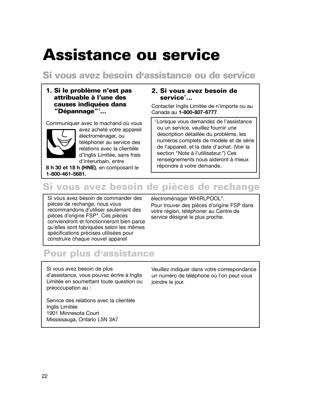 Whirlpool LDR3822HQ0 Assistance ou service, Si vous avez besoin d’assistance ou de service, Pour plus d’assistance 