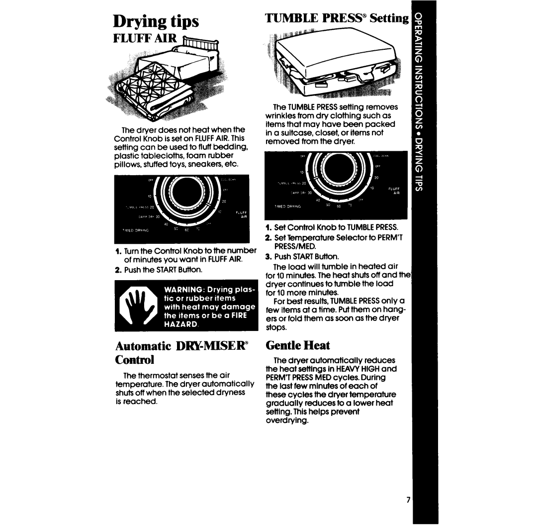 Whirlpool LE2OOOXS manual Drying tips, Automatic Diwwser COW01, Gentle Heat 