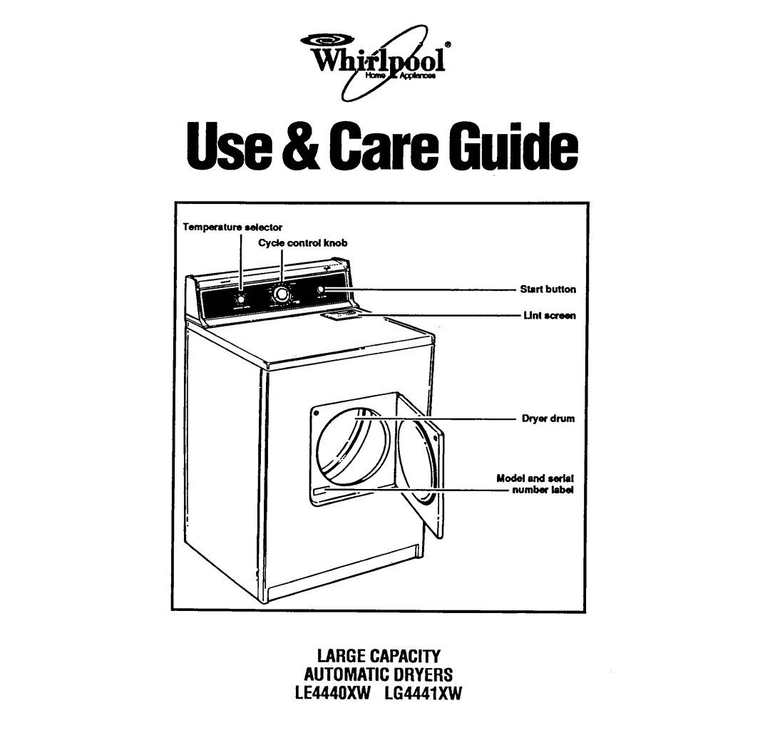 Whirlpool LE4440XW manual Modelmdserlal 