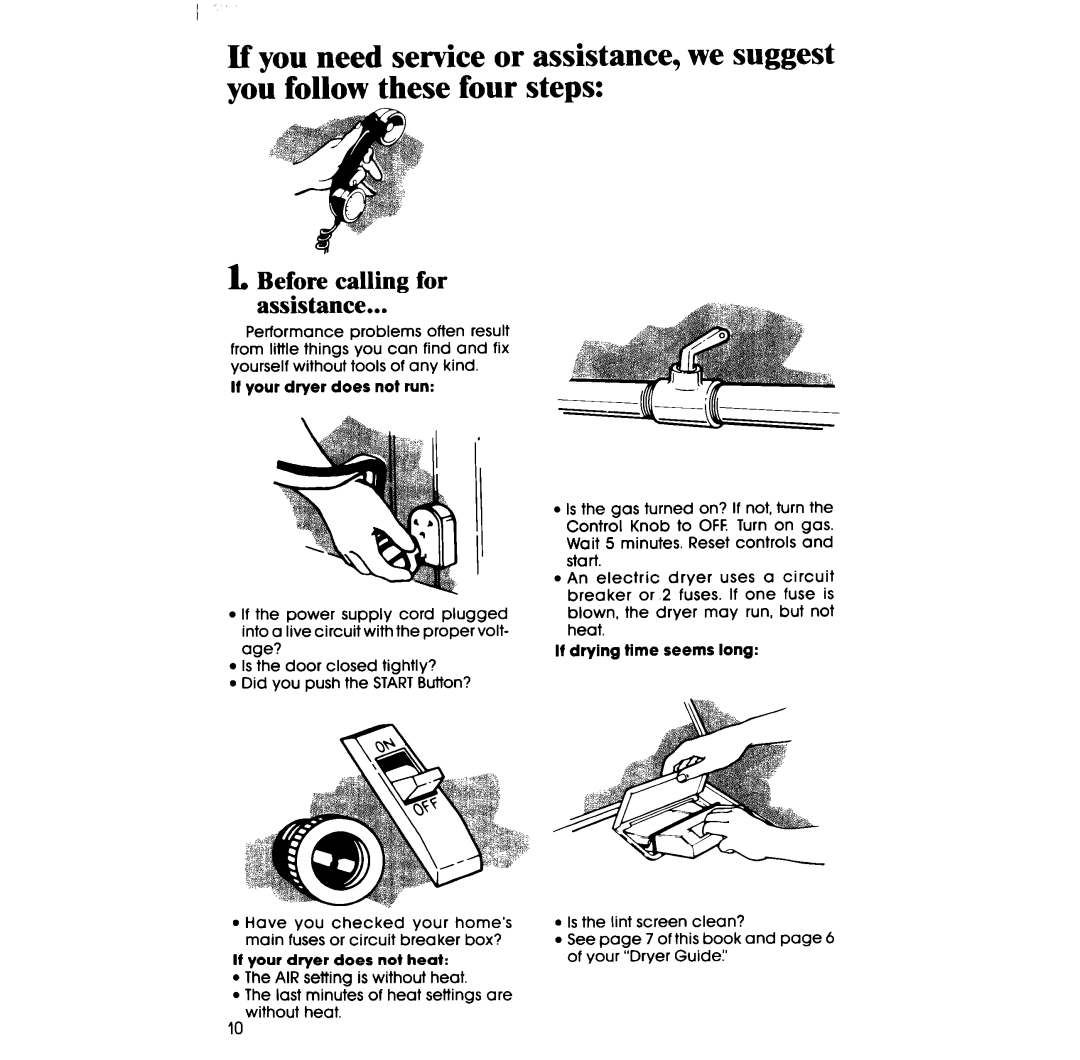 Whirlpool LE5535XP manual Before calling for Assistance 
