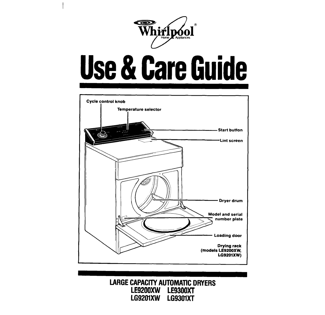 Whirlpool manual Use&CareGuide, LG92UlXW LG93UIXT 