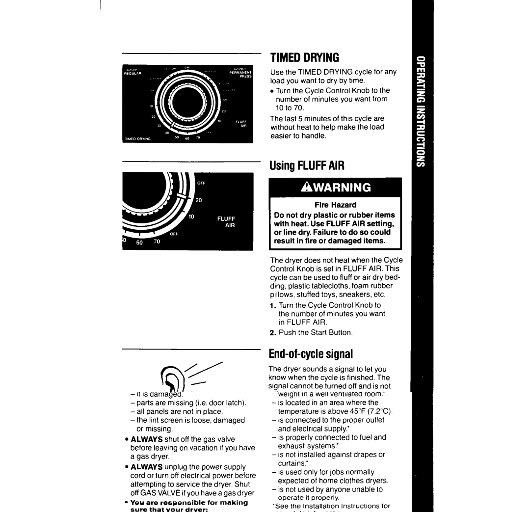 Whirlpool LG93UIXT manual Usina Fluffair, End-of-cyclesignal 