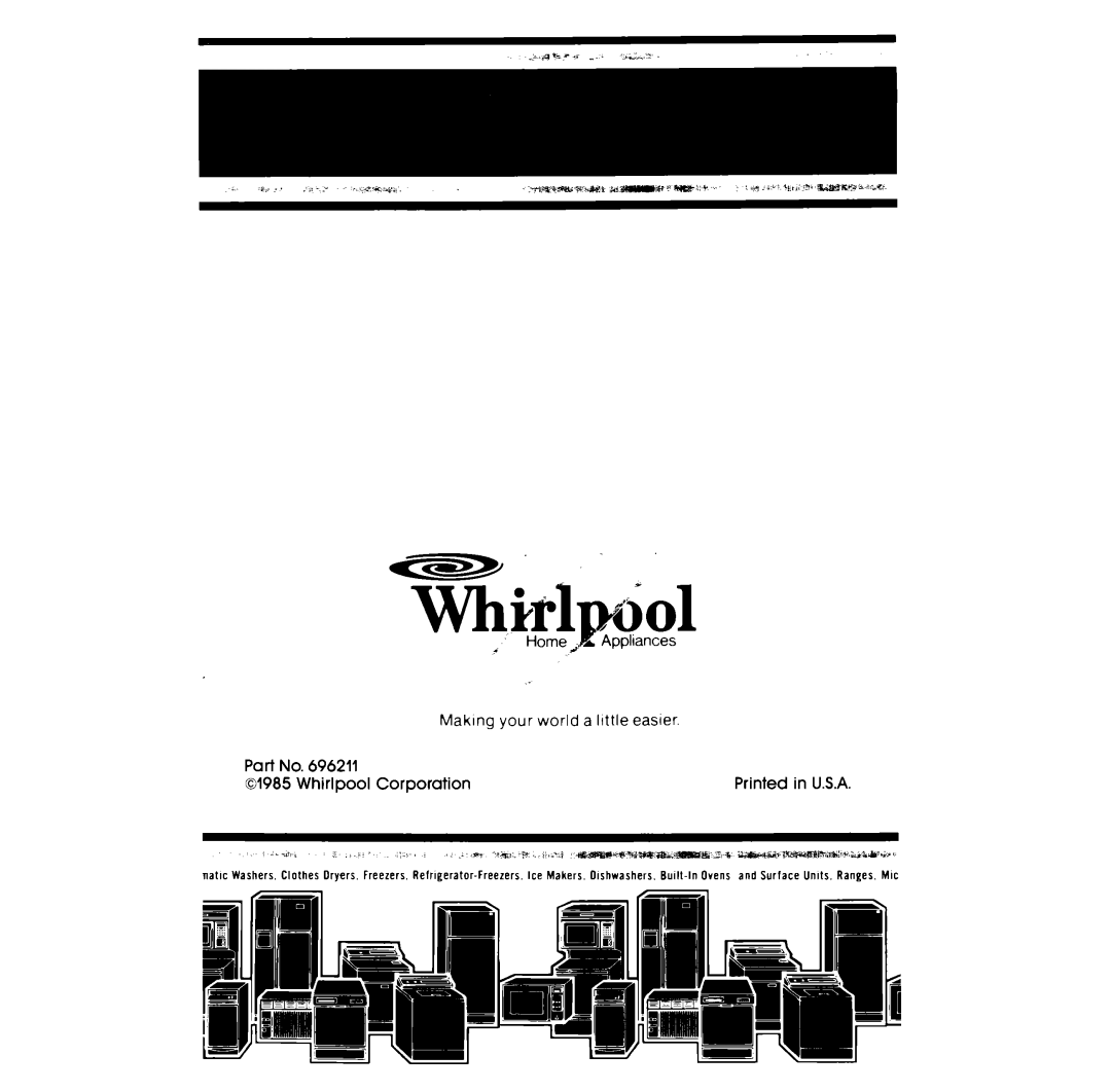 Whirlpool LG9806XP manual Whirlpool Corporation 