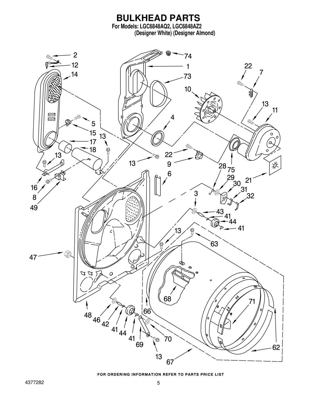 Whirlpool LGC6848AZ2, LGC6848AQ2 manual Bulkhead Parts 