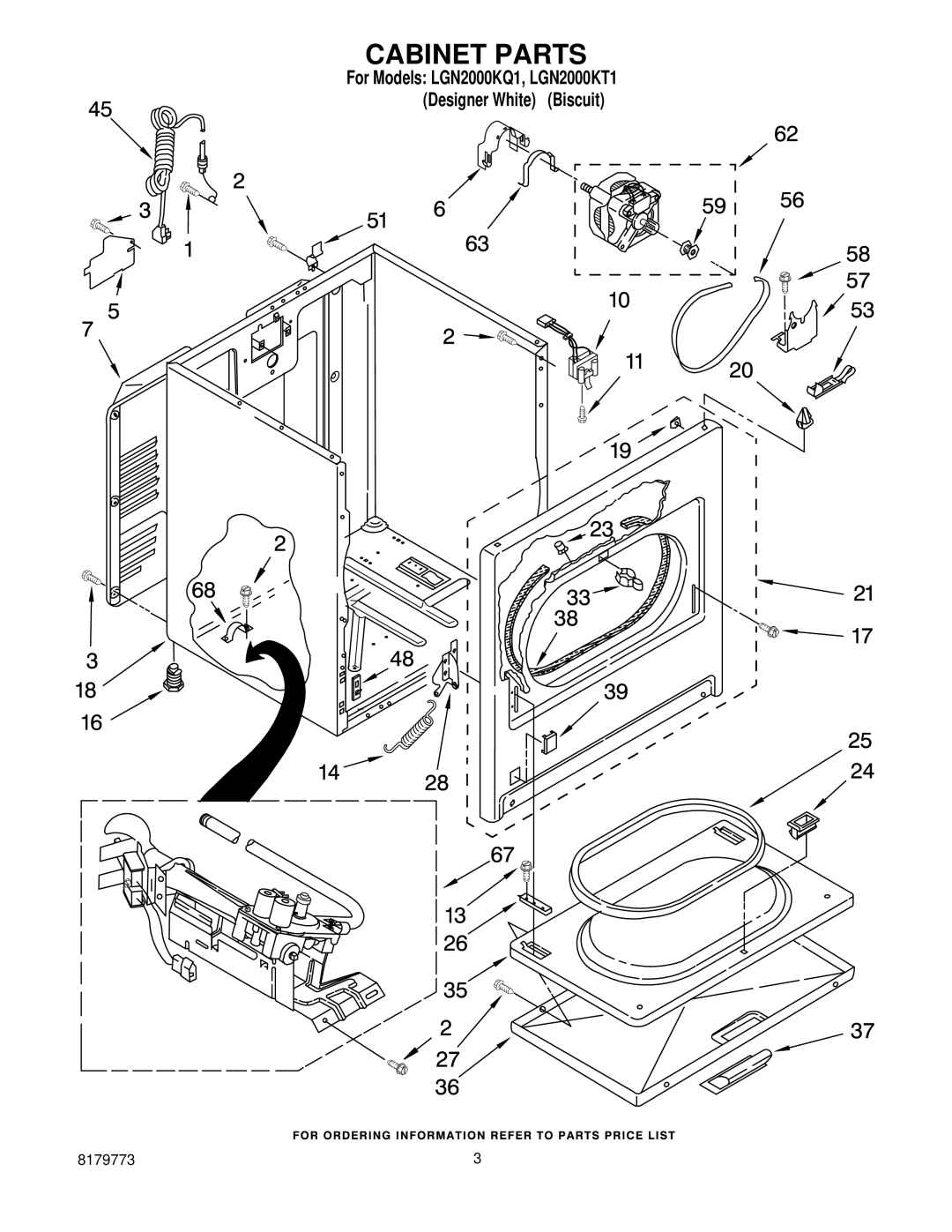 Whirlpool LGN2000KQ1, LGN2000KT1 manual Cabinet Parts 