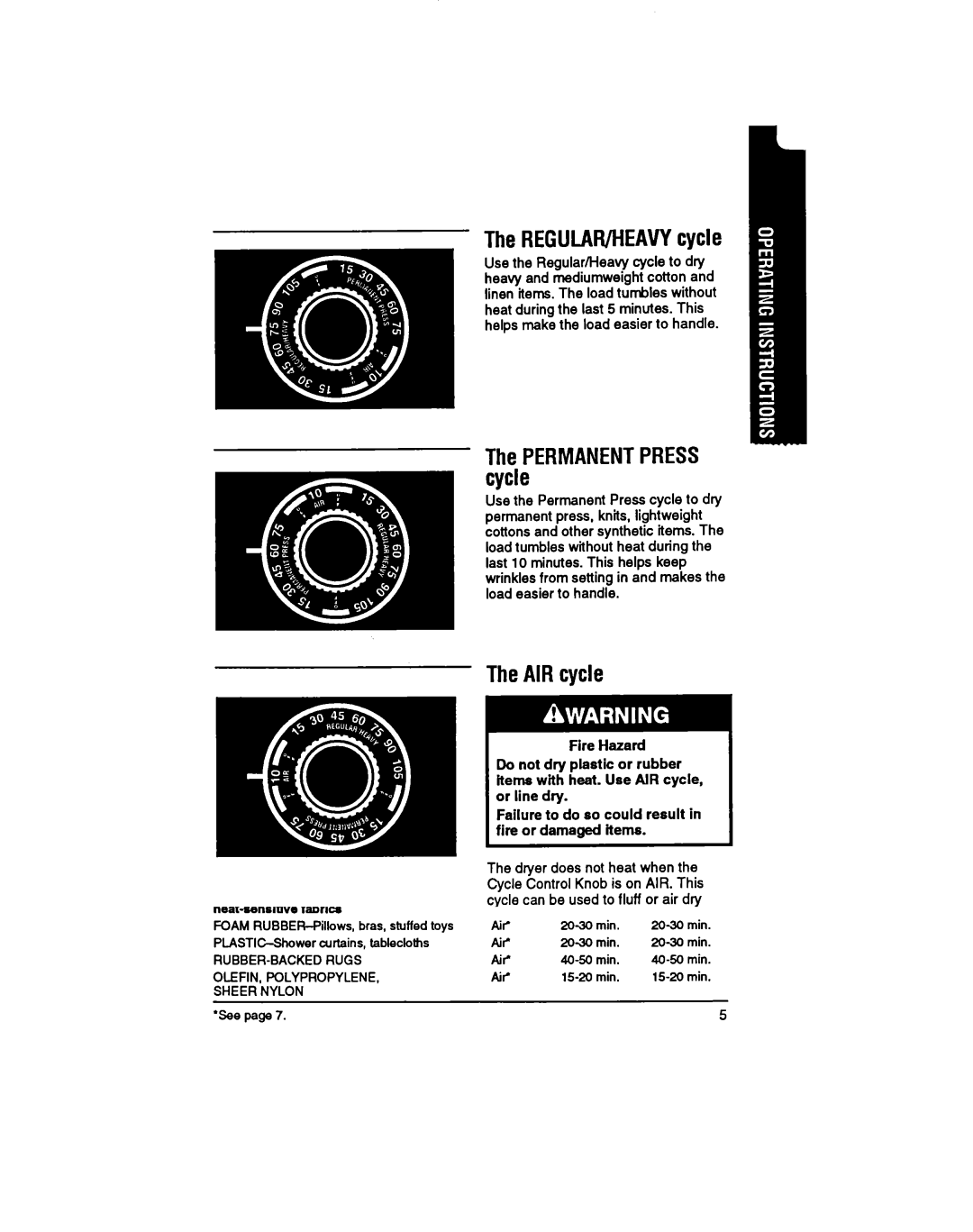 Whirlpool LDR3422A, LGR3422A manual TheREGULAR/HEAVYcycle, TheAIRcycle 