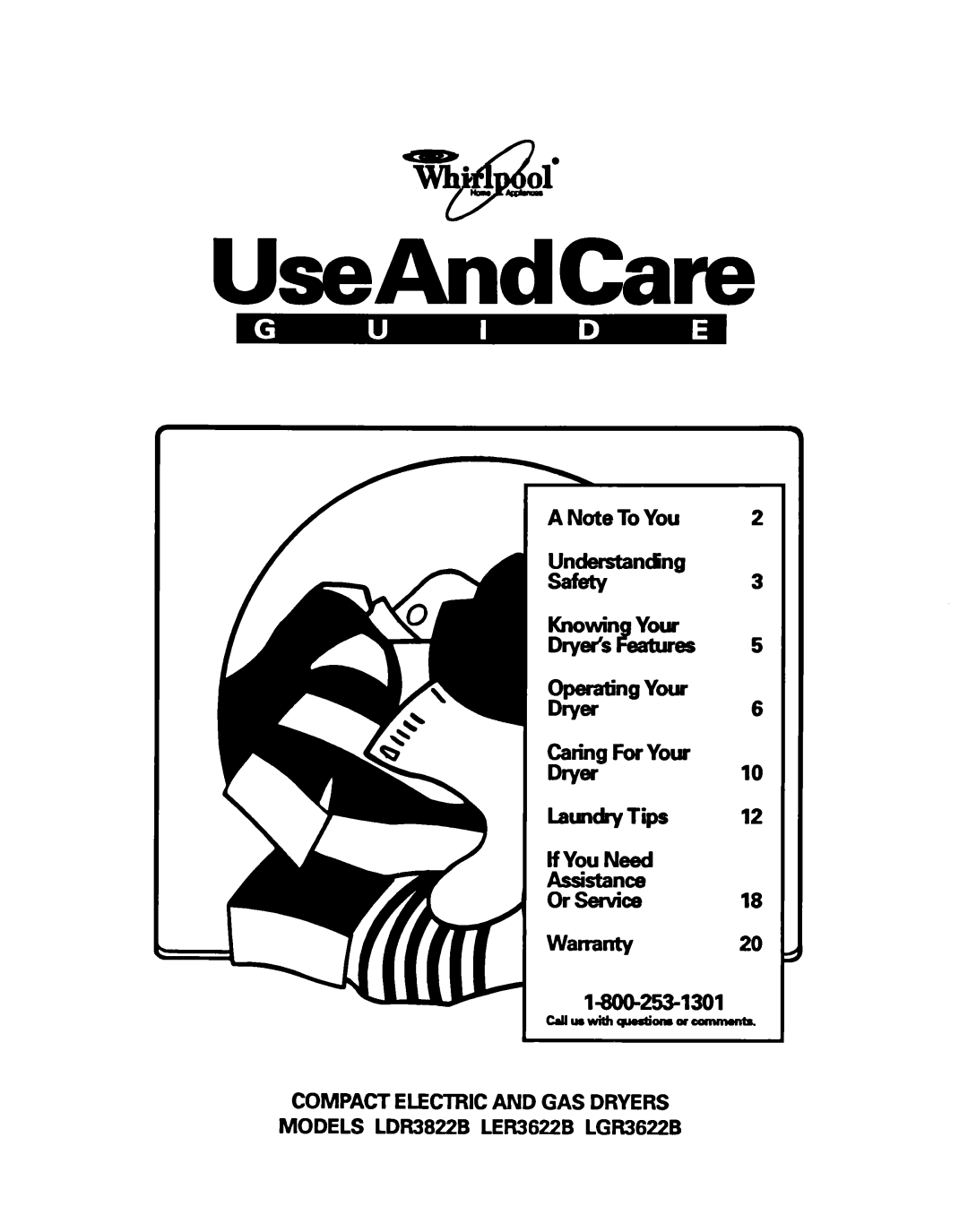 Whirlpool LDR3822B, LGR3622B manual UseAndCare 