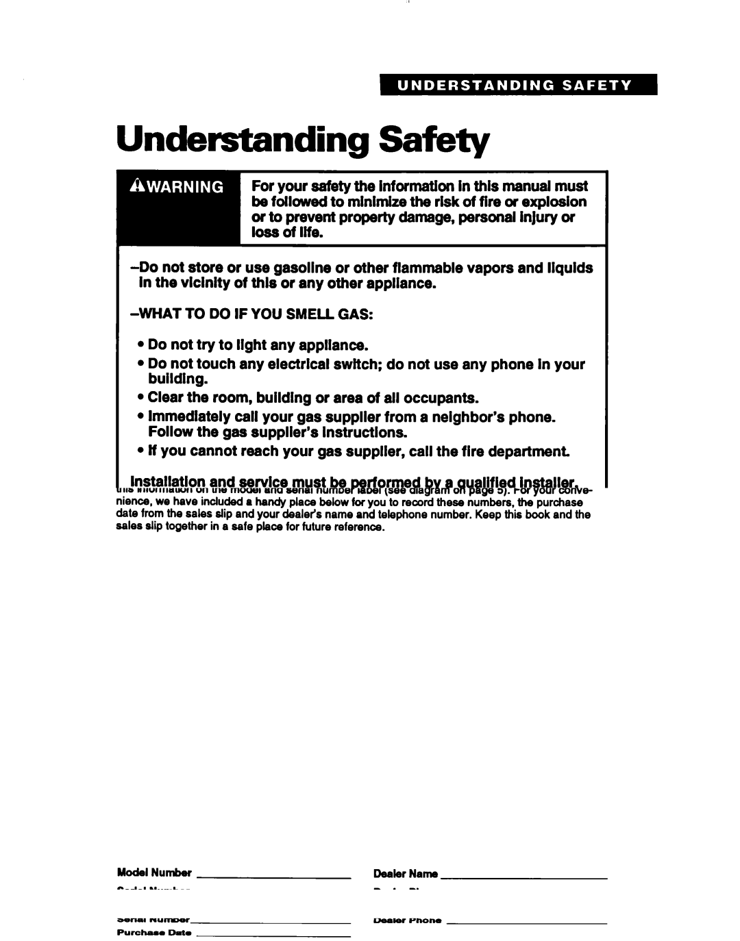 Whirlpool LDR3822B, LGR3622B manual Understanding Safety, What to do if YOU Smell GAS 