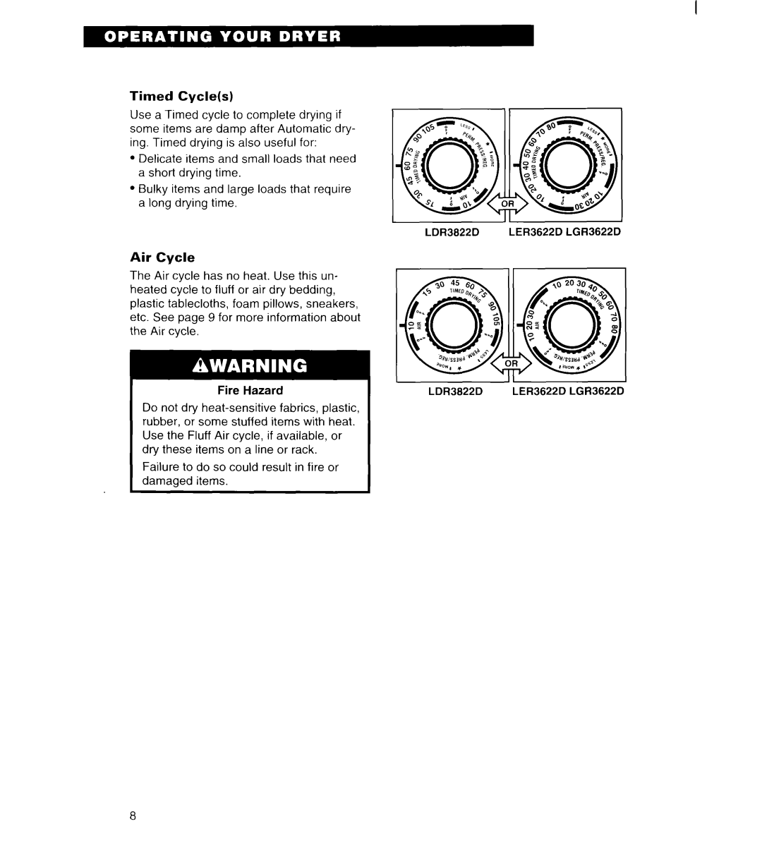 Whirlpool LGR3622D, LDR3822D warranty 