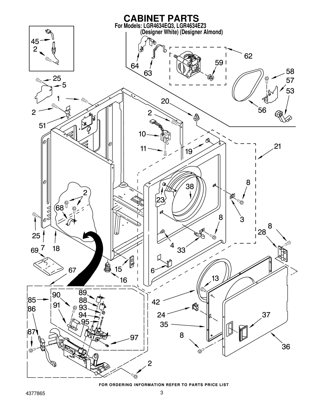 Whirlpool LGR4634EZ3, LGR4634EQ3 manual Cabinet Parts 