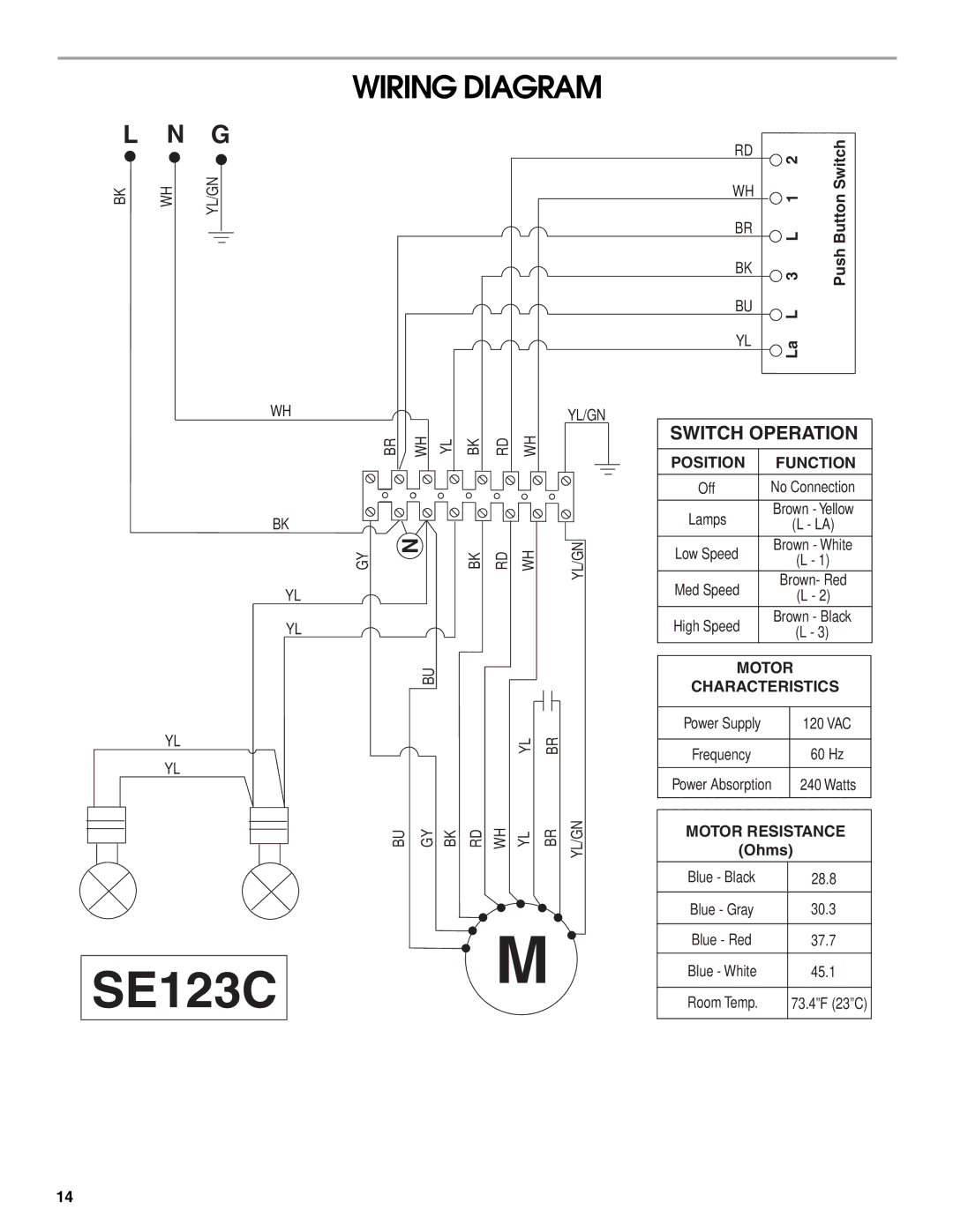 Whirlpool LI31HC/W10526058F installation instructions SE123C, Wiring Diagram 