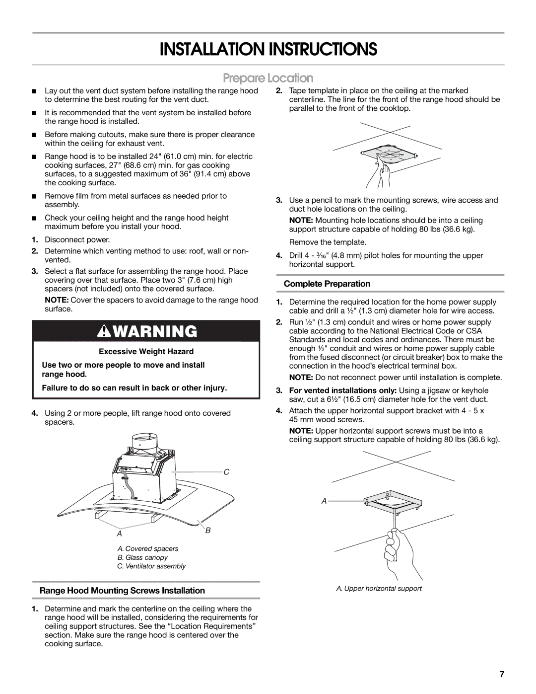 Whirlpool LI31HC/W10526058F installation instructions Installation Instructions, Prepare Location, Complete Preparation 