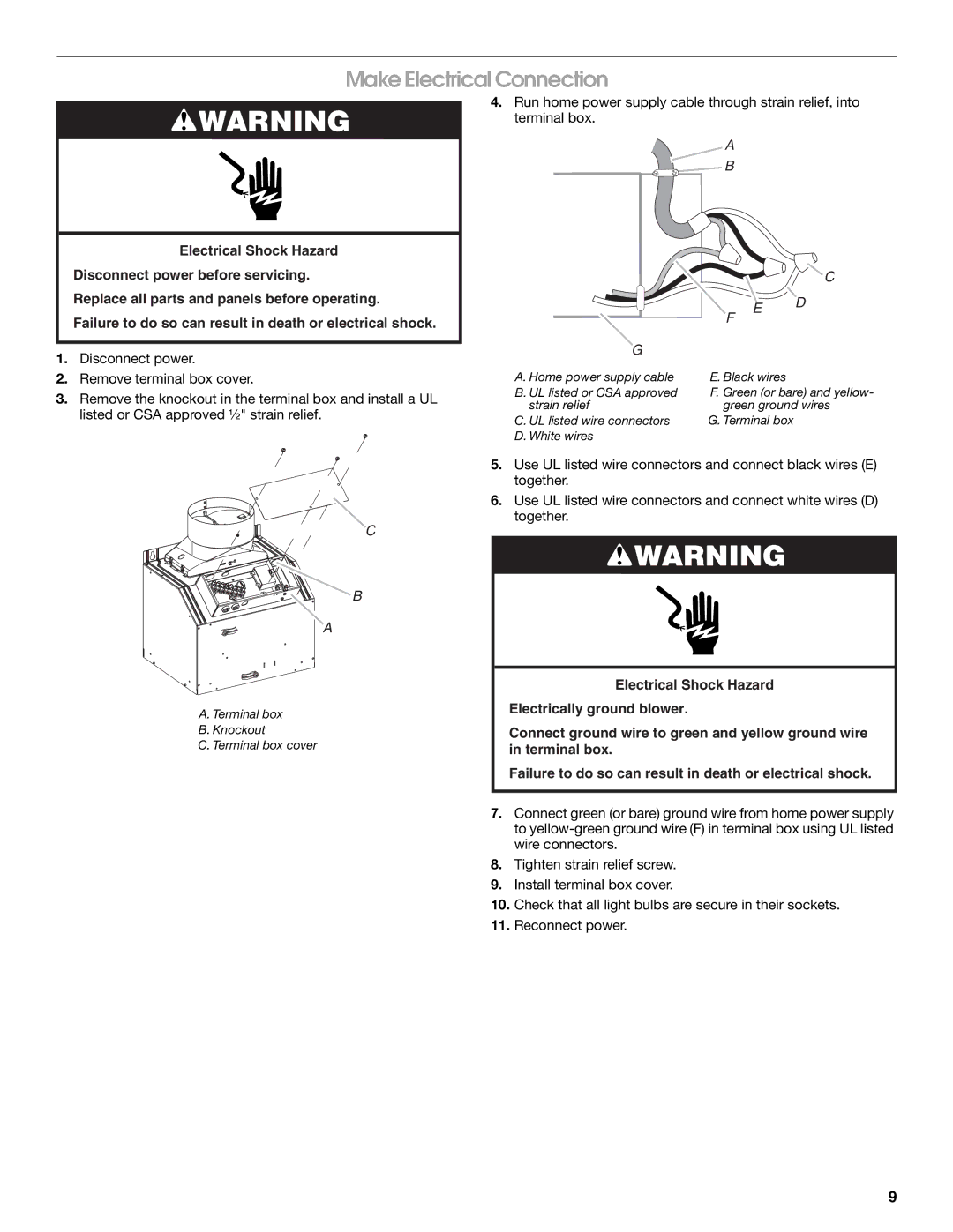 Whirlpool LI31HC/W10526058F installation instructions Make Electrical Connection 