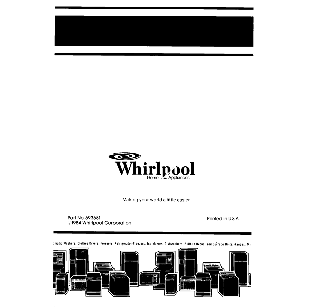 Whirlpool LI._7681XM manual Whir l ool 