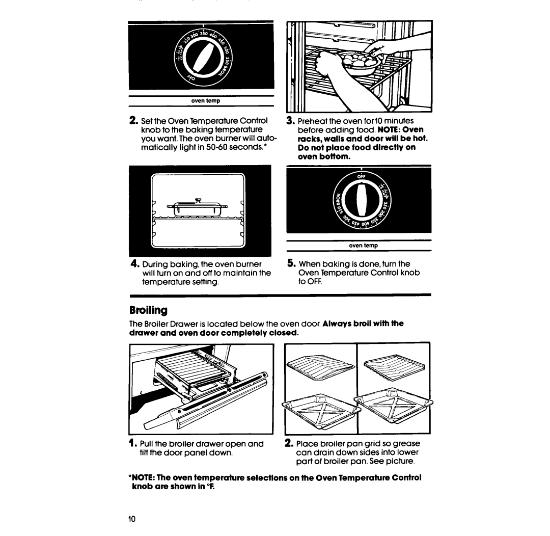 Whirlpool lSF034PEW manual Broiling 