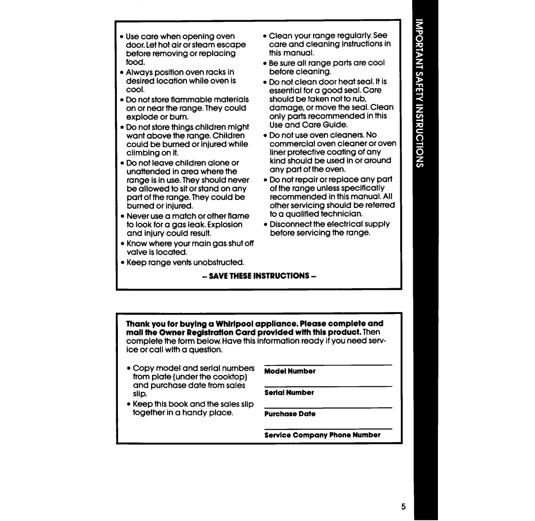 Whirlpool lSF034PEW manual Savetheseinstructions 