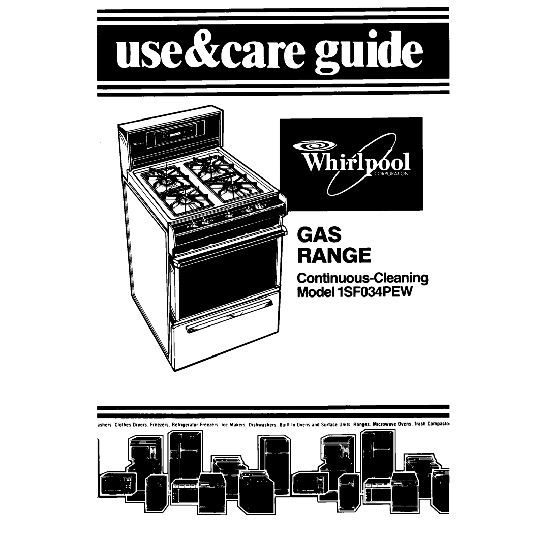 Whirlpool manual Gas Range, Continuous-CleaningModel lSF034PEW 
