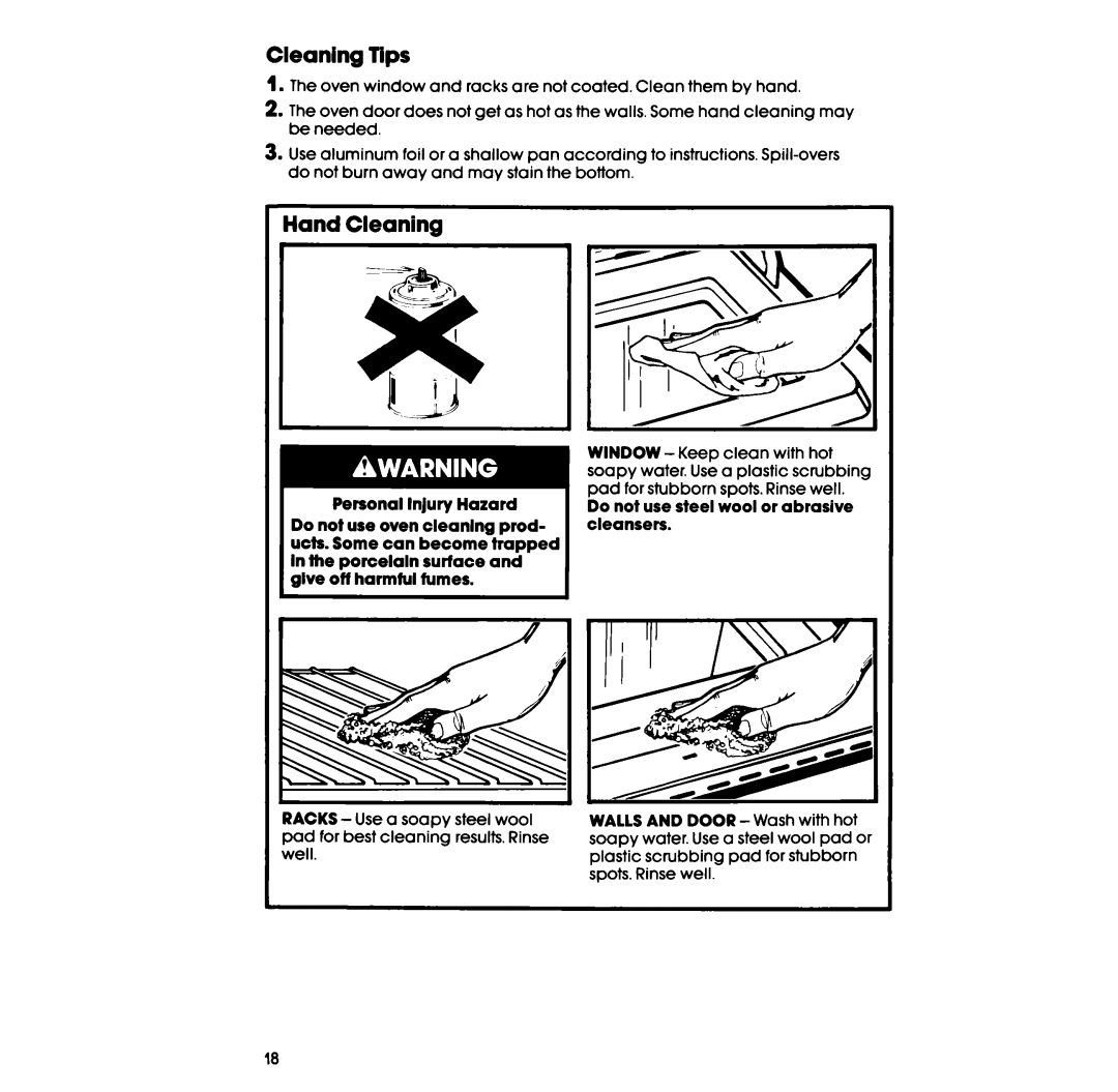 Whirlpool lSF034PEW manual Zleaning Tips, Hand Cleaning 