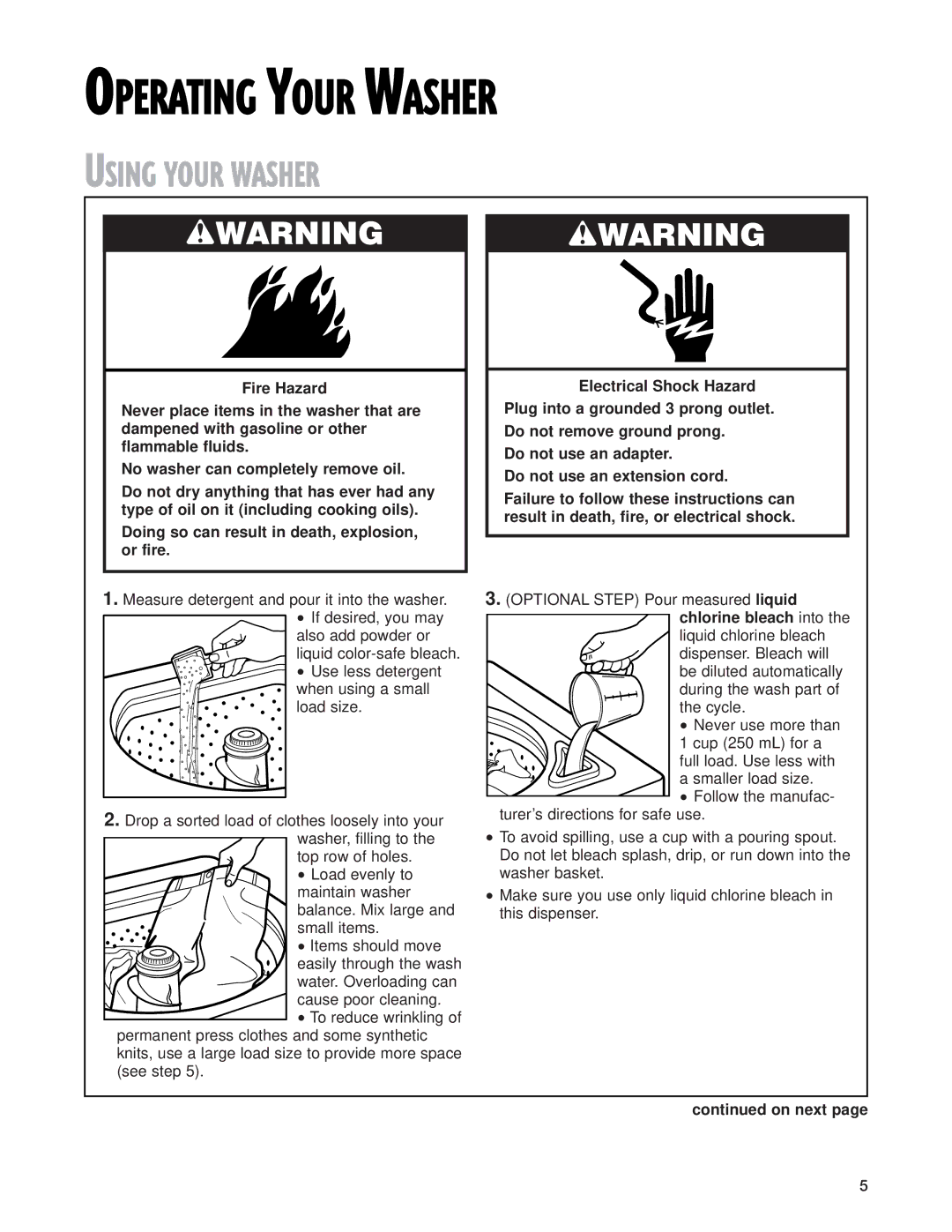 Whirlpool LSW9245EQ0 warranty Using Your Washer, On next 