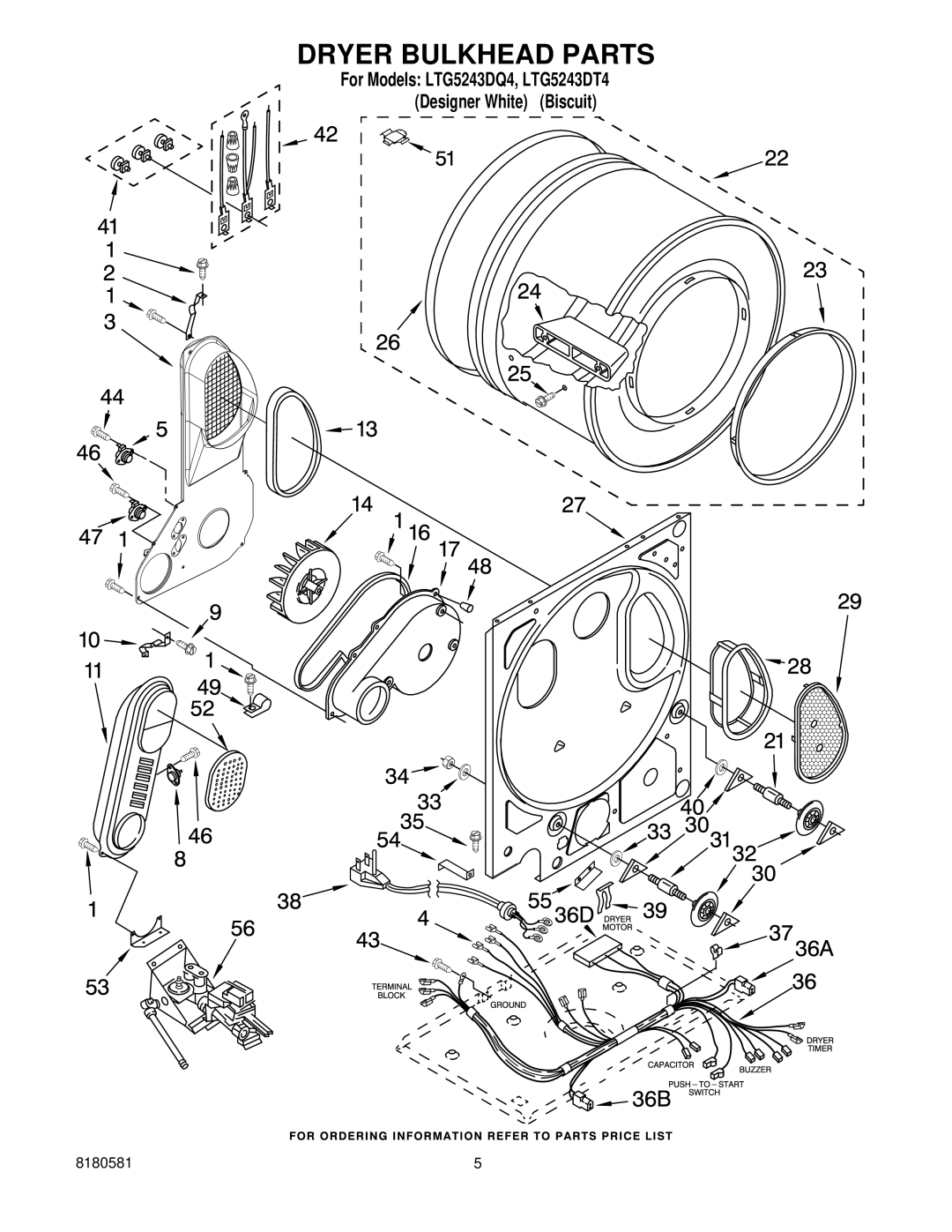 Whirlpool LTG5243DT4, LTG5243DQ4 installation instructions Dryer Bulkhead Parts 