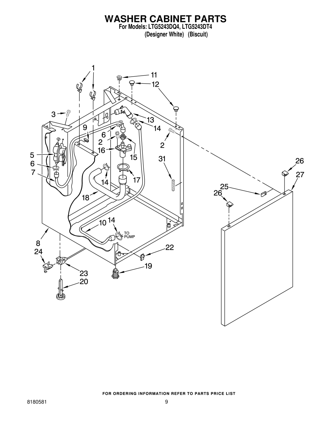 Whirlpool LTG5243DT4, LTG5243DQ4 installation instructions Washer Cabinet Parts 