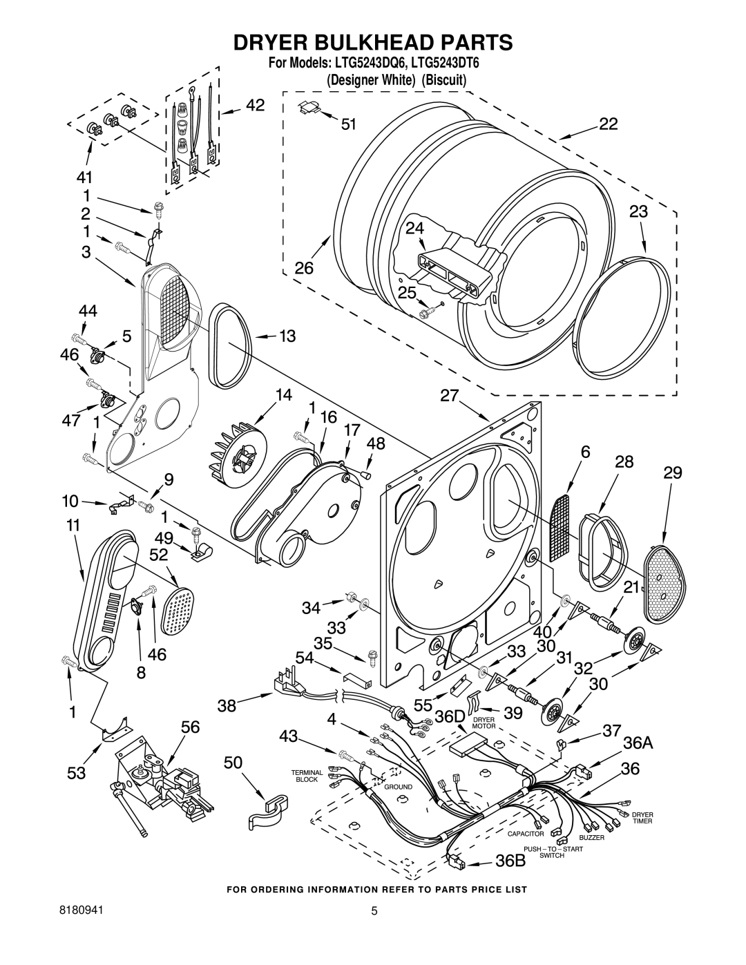 Whirlpool LTG5243DQ6, LTG5243DT6 installation instructions Dryer Bulkhead Parts 