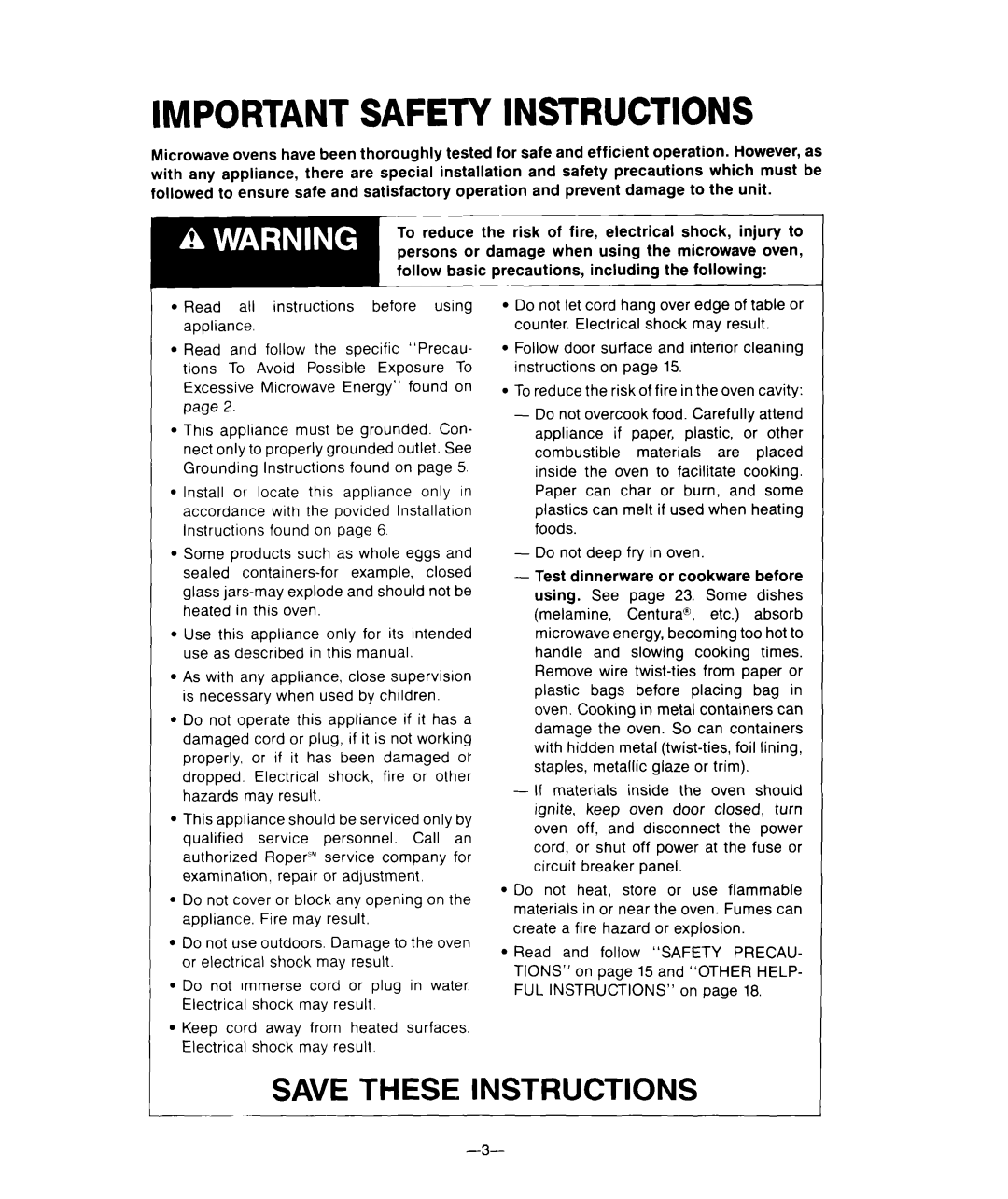 Whirlpool M-ME 08XW warranty Important Safety Instructions 