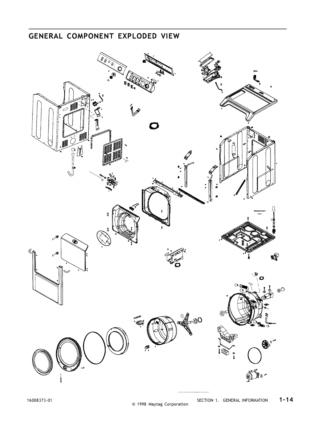 Whirlpool MAH3000 General Component Exploded View, 1-14, General Information, Maytag Corporation, 16008373-01 