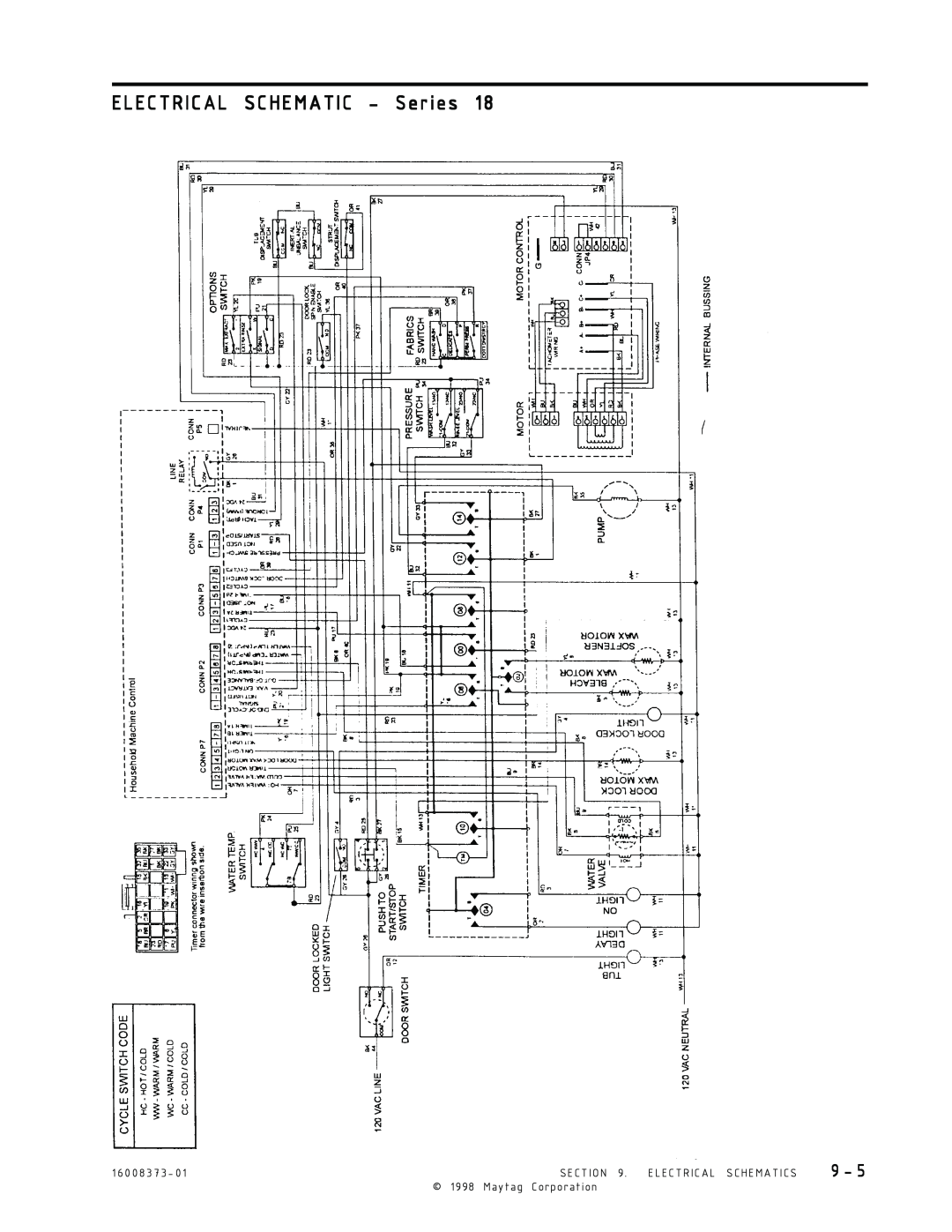 Whirlpool MAH3000 ELECTRICAL SCHEMATIC - Series, Section, Electrical Schematics, Maytag Corporation, 1 6 0 0 8 3 7 3 - 0 