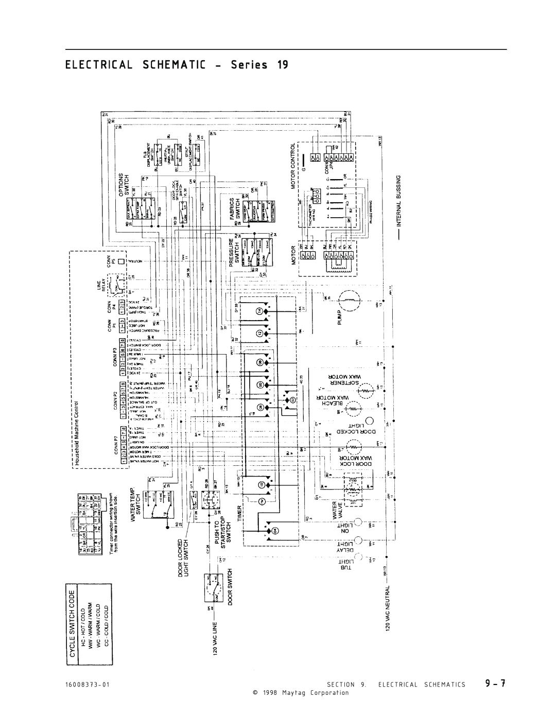Whirlpool MAH3000 ELECTRICAL SCHEMATIC - Series, Section, Electrical Schematics, Maytag Corporation, 1 6 0 0 8 3 7 3 