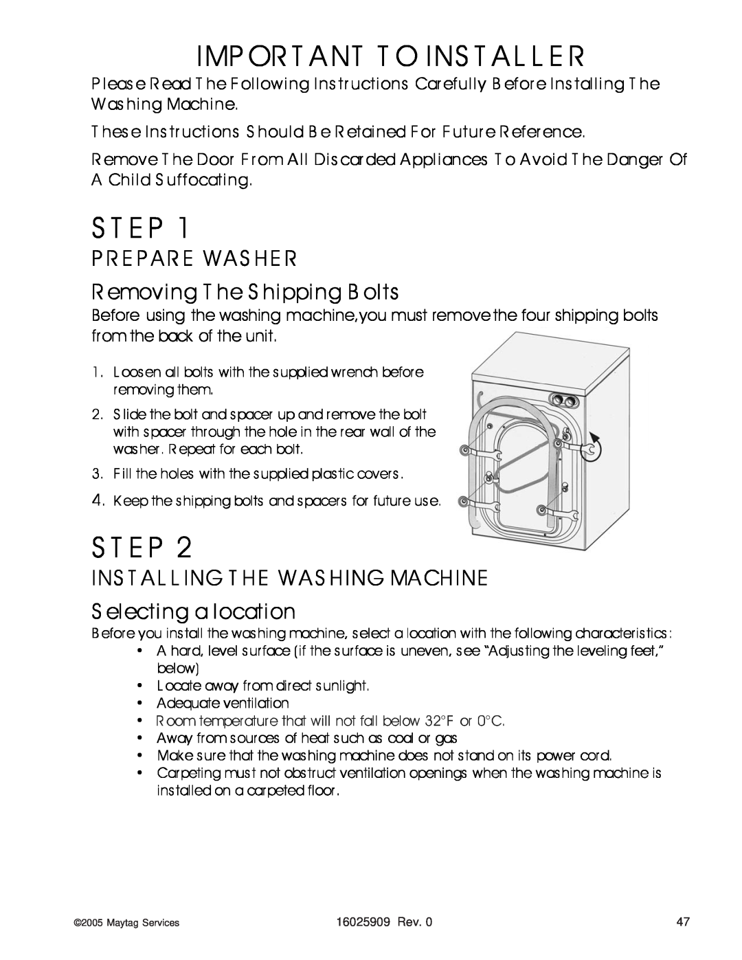 Whirlpool MAH9700AW manual 16025909 Rev, Maytag Services 