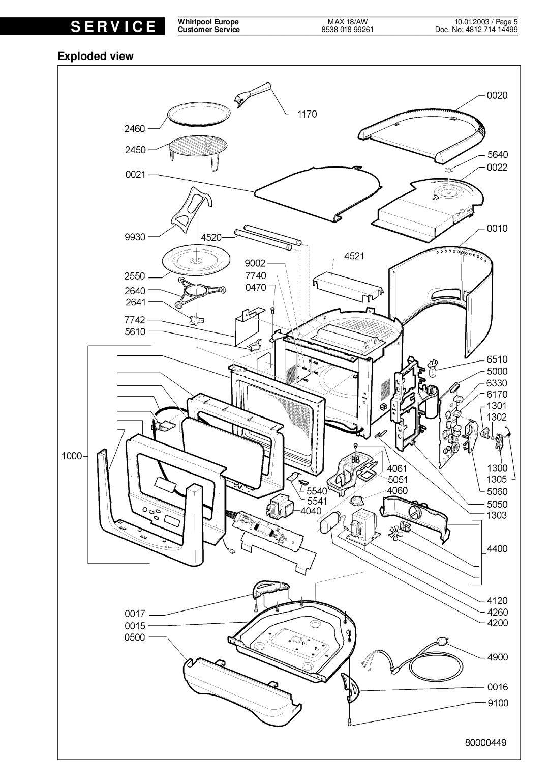 Whirlpool max, MAX 18 AW, aw service manual Exploded view 