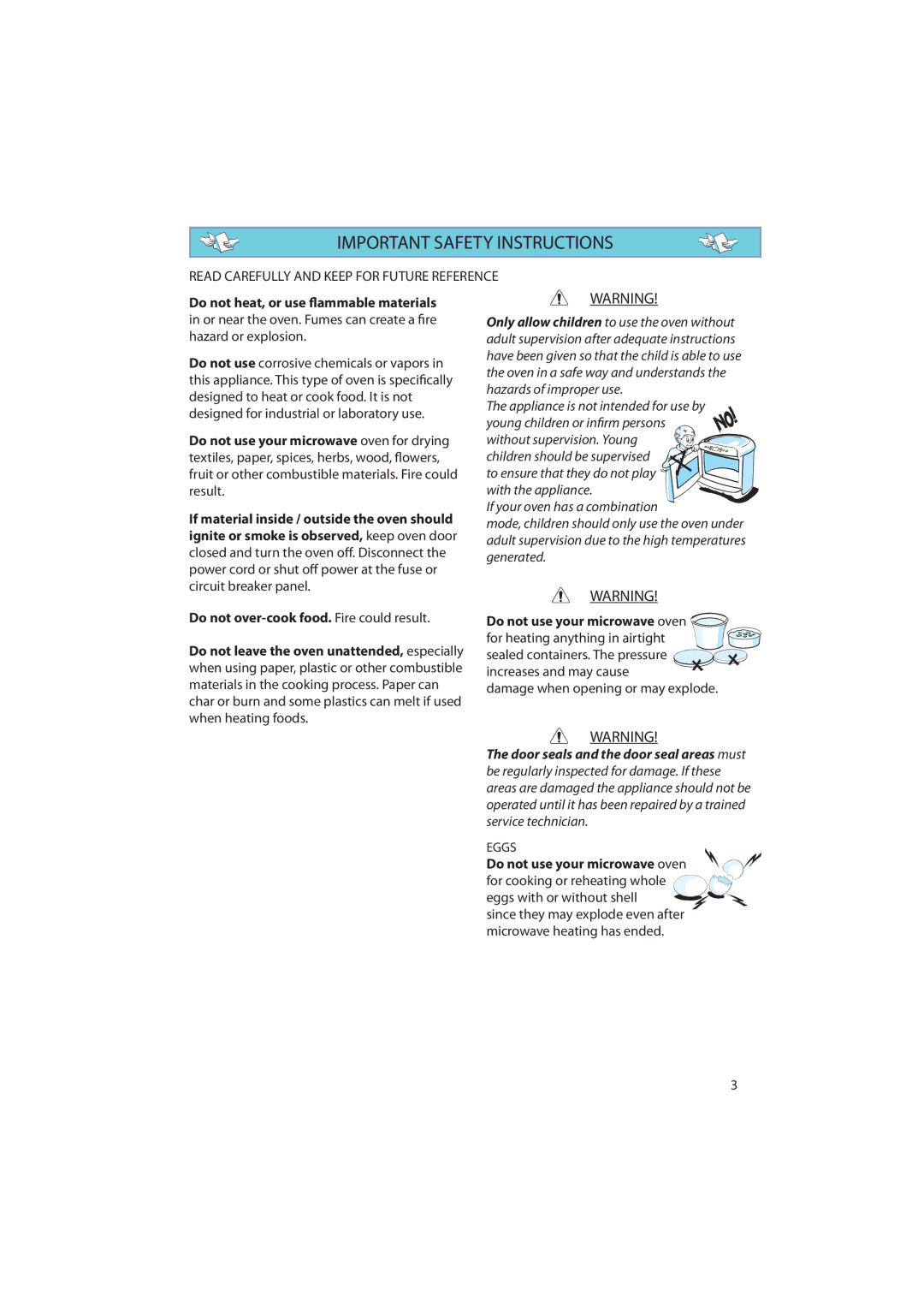 Whirlpool MAX 25 manual Important Safety Instructions, Read Carefully and Keep for Future Reference 