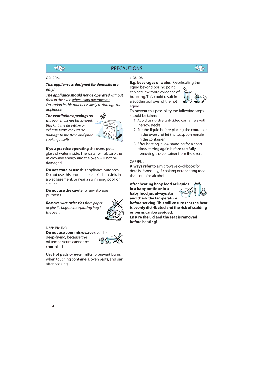 Whirlpool MAX 25 manual Precautions 