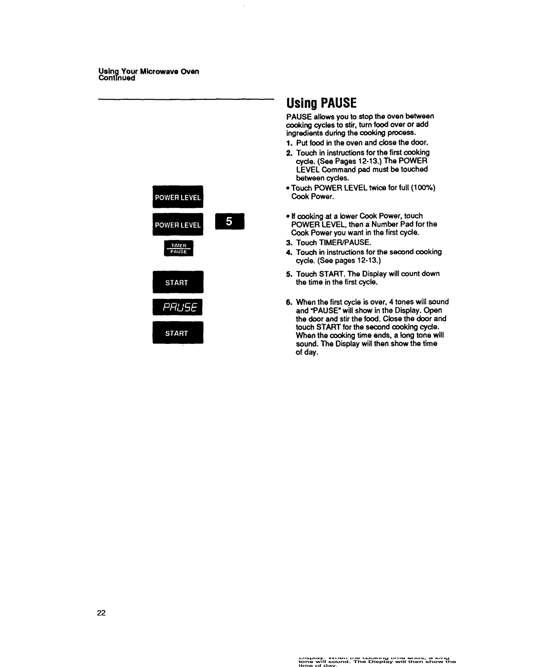 Whirlpool MB7120XY manual Using Pause, Usln Your Mkrowave Oven Cordnued 