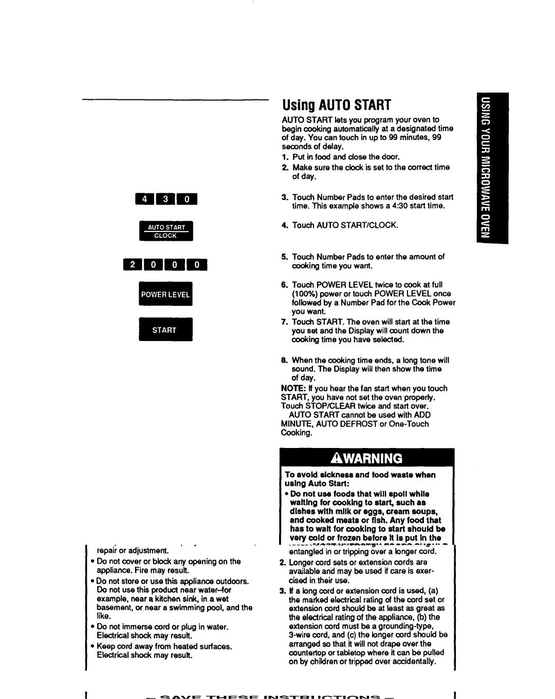 Whirlpool MB7120XY manual Using Autostart 