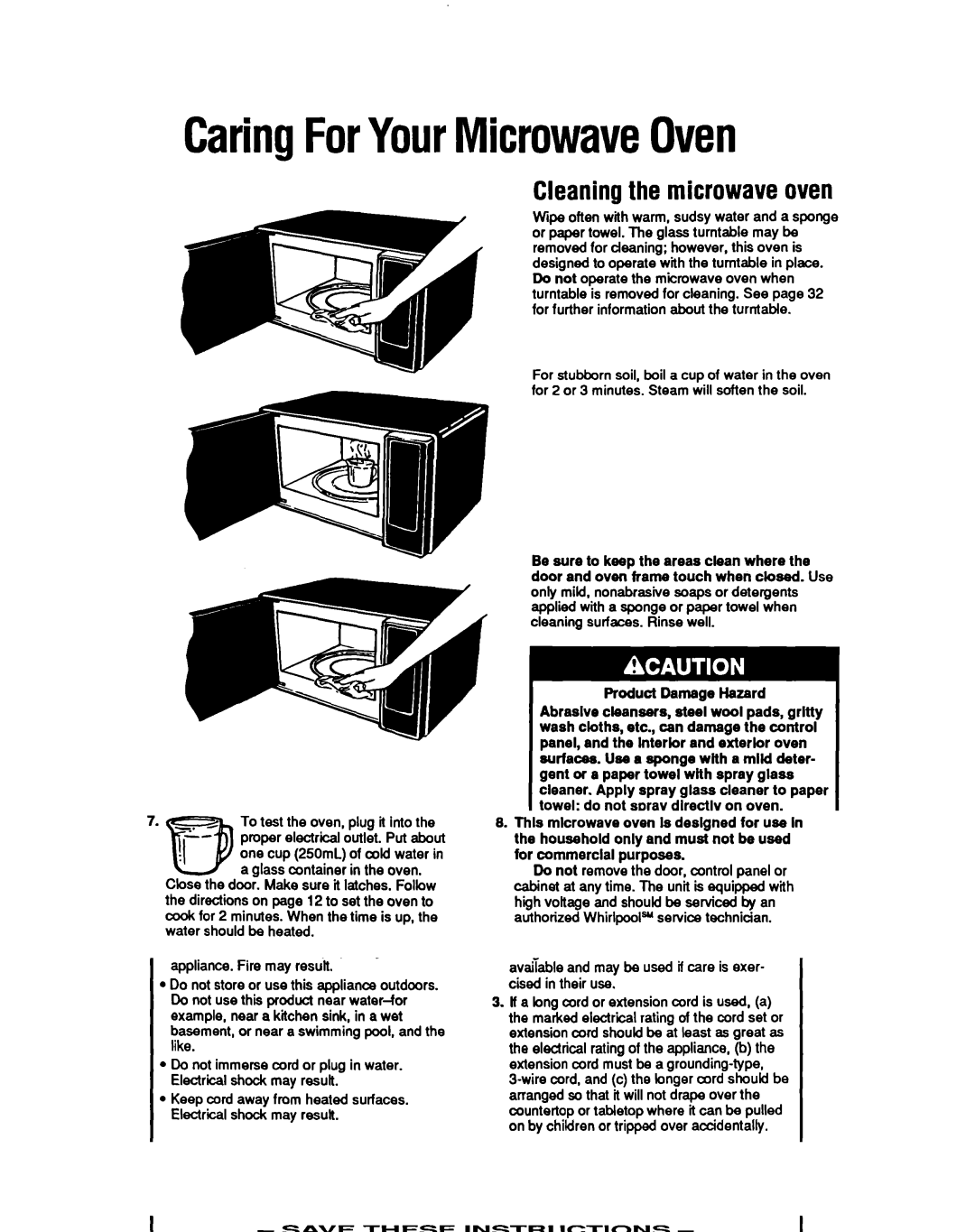 Whirlpool MB7120XY manual CaringForYourMicrowaveOven 