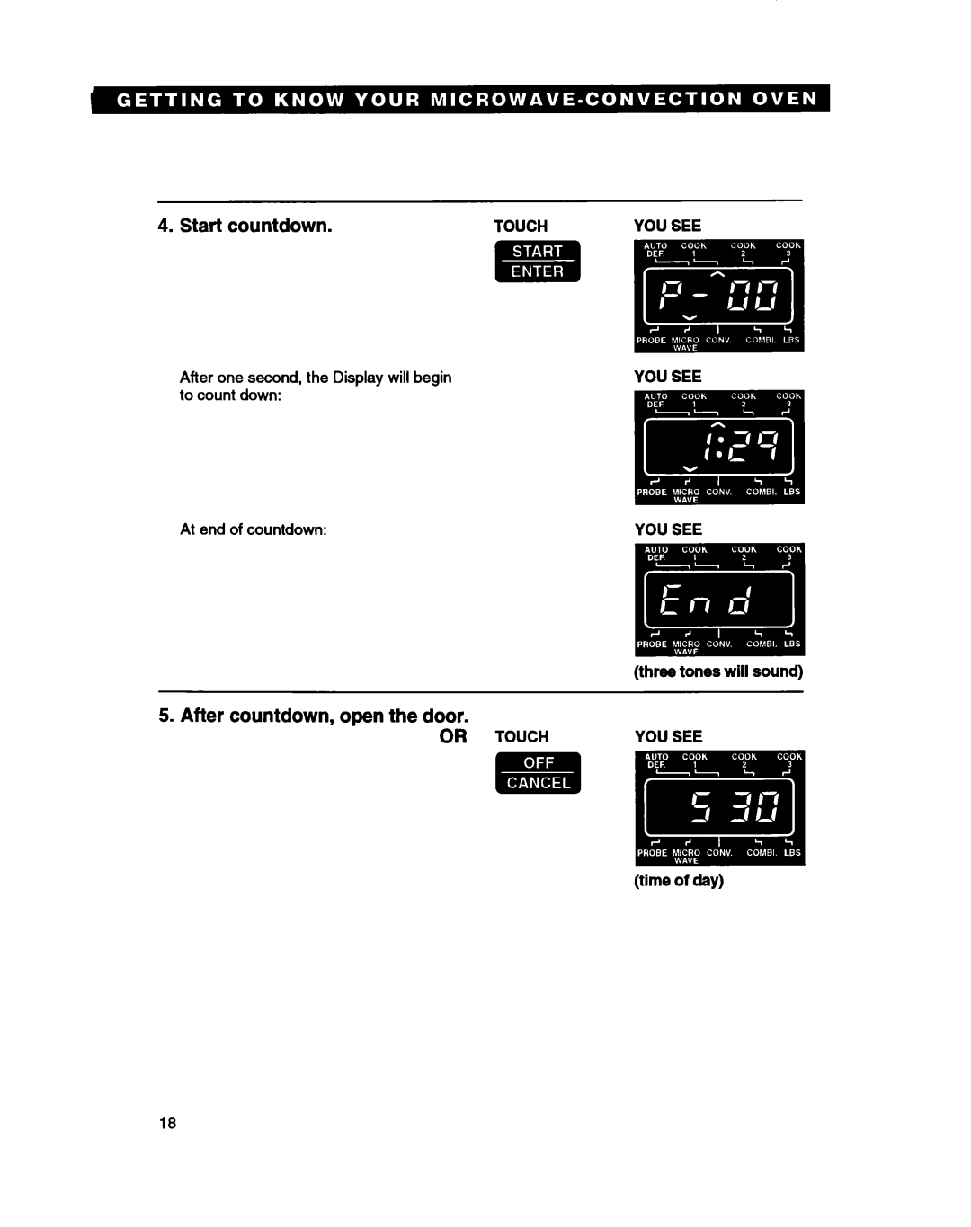 Whirlpool MC8130XA warranty Touch YOU see, Time of day 