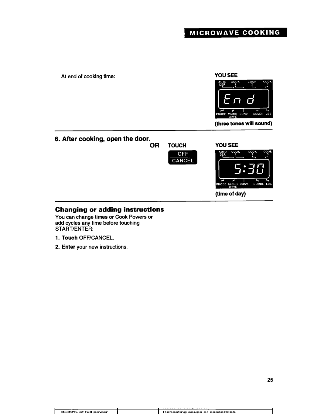 Whirlpool MC8130XA warranty Changing or adding instructions, Or Touch 