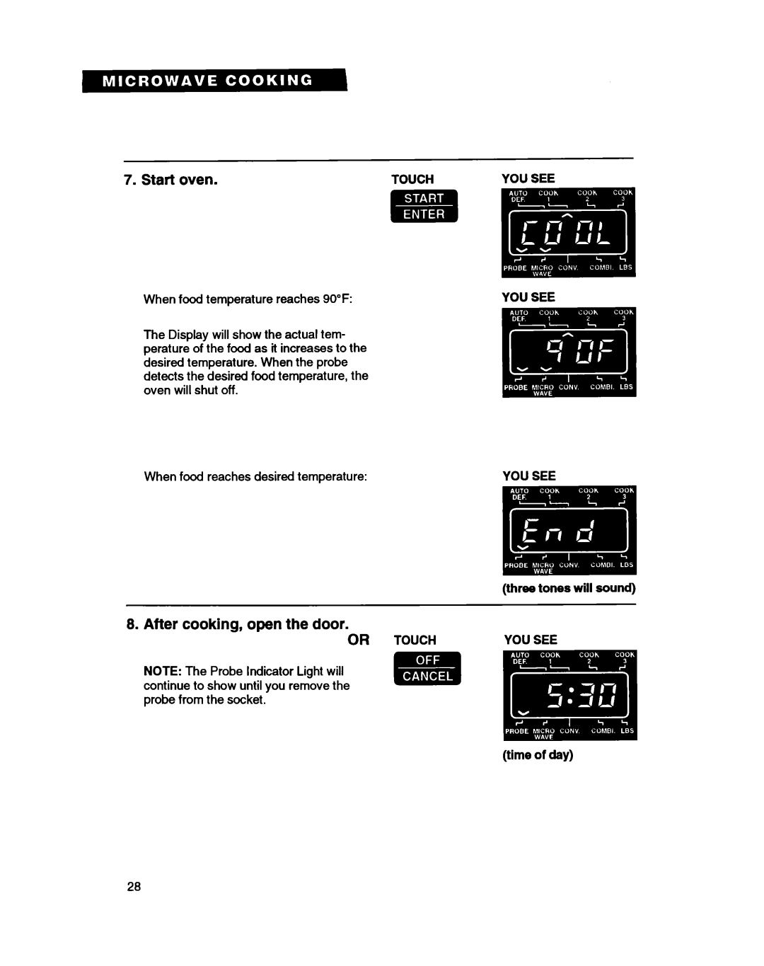 Whirlpool MC8130XA warranty When food temperature reaches 90F 