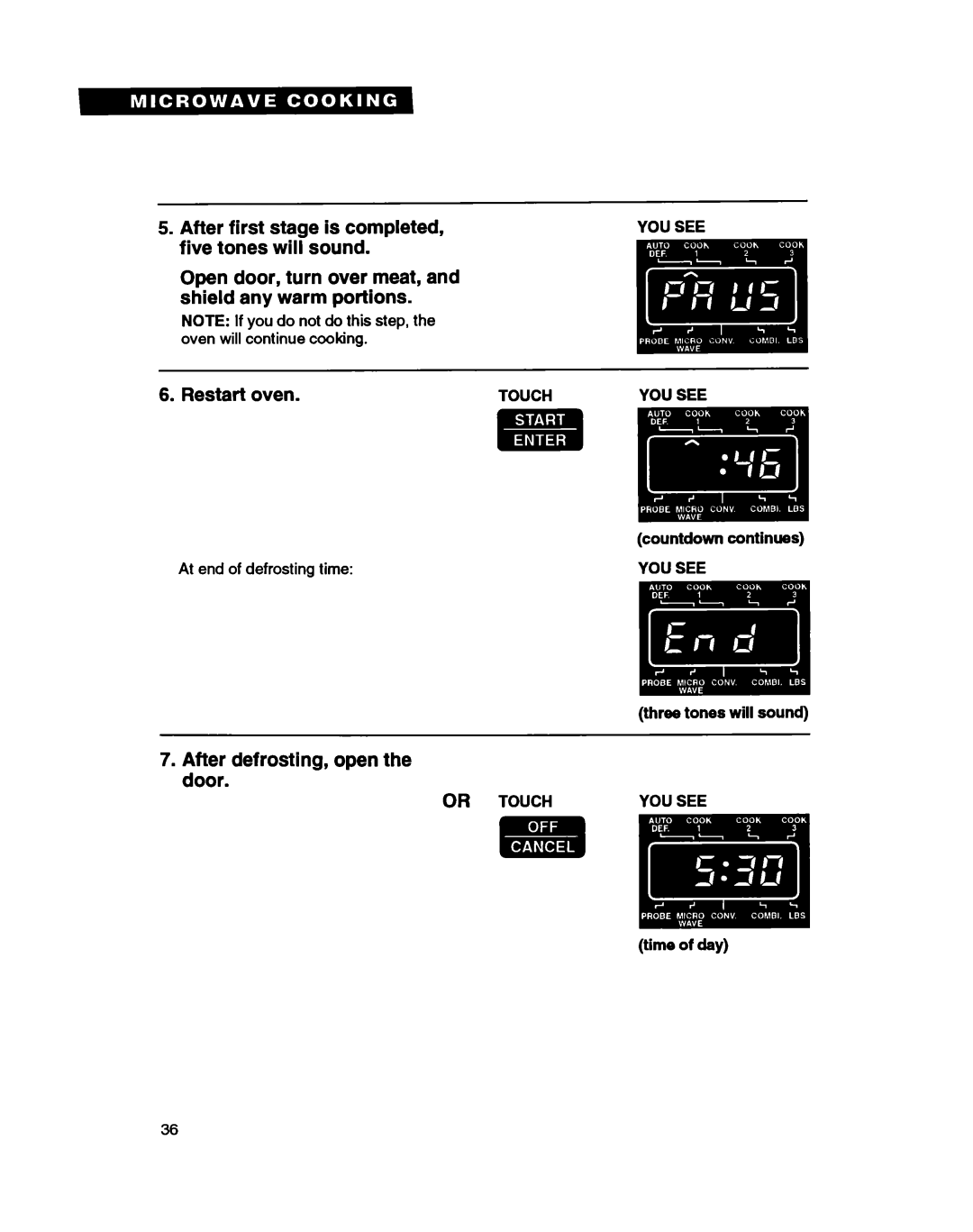 Whirlpool MC8130XA warranty Countdown continues, Three tones will sound 