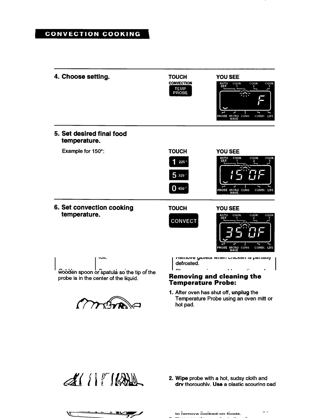 Whirlpool MC8130XA warranty Choose setting Set desired final food temperature 