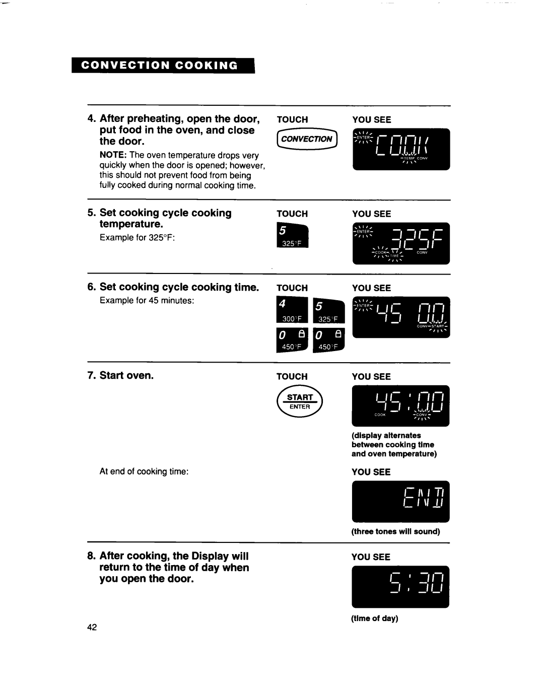 Whirlpool MC8131XE installation instructions Set cooking cycle cooking time 