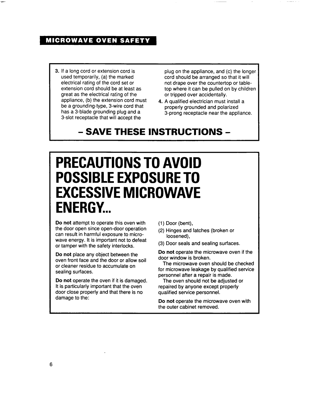 Whirlpool MC8131XE installation instructions 