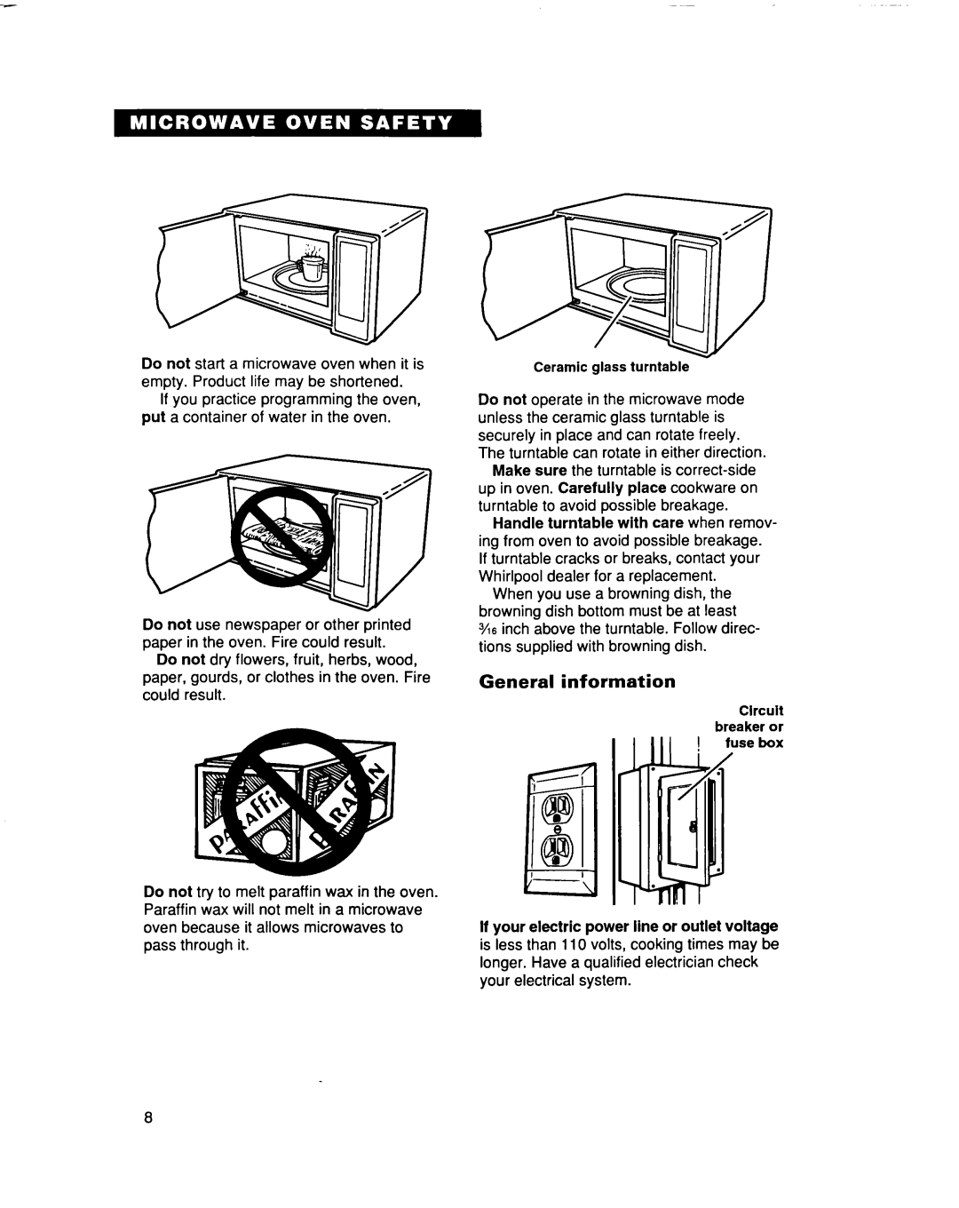 Whirlpool MC8131XE installation instructions General information 