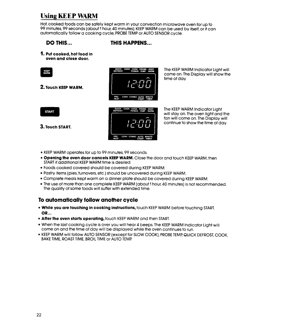 Whirlpool MC8991XT, MC8990XT manual Using, To automatically follow another cycle 