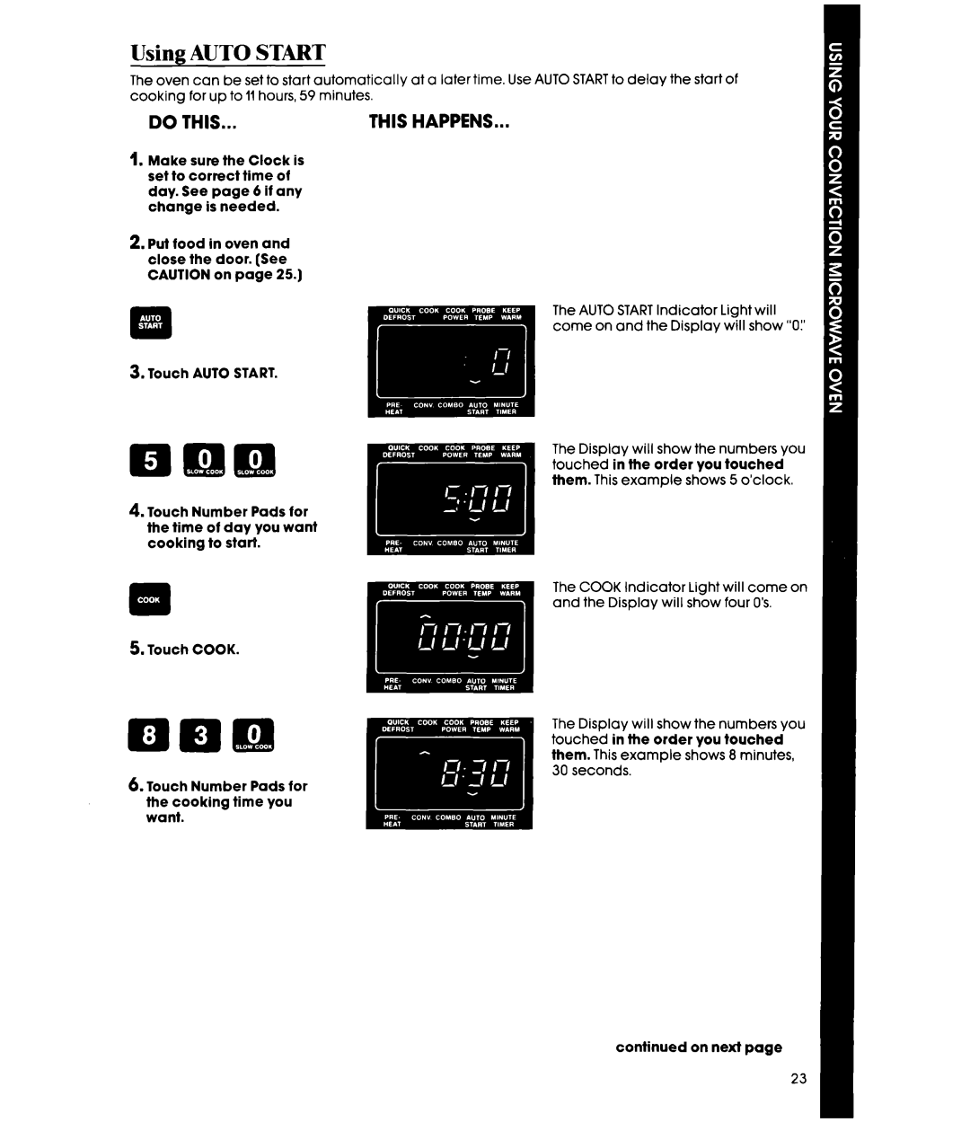 Whirlpool MC8990XT, MC8991XT manual Using Auto Start 