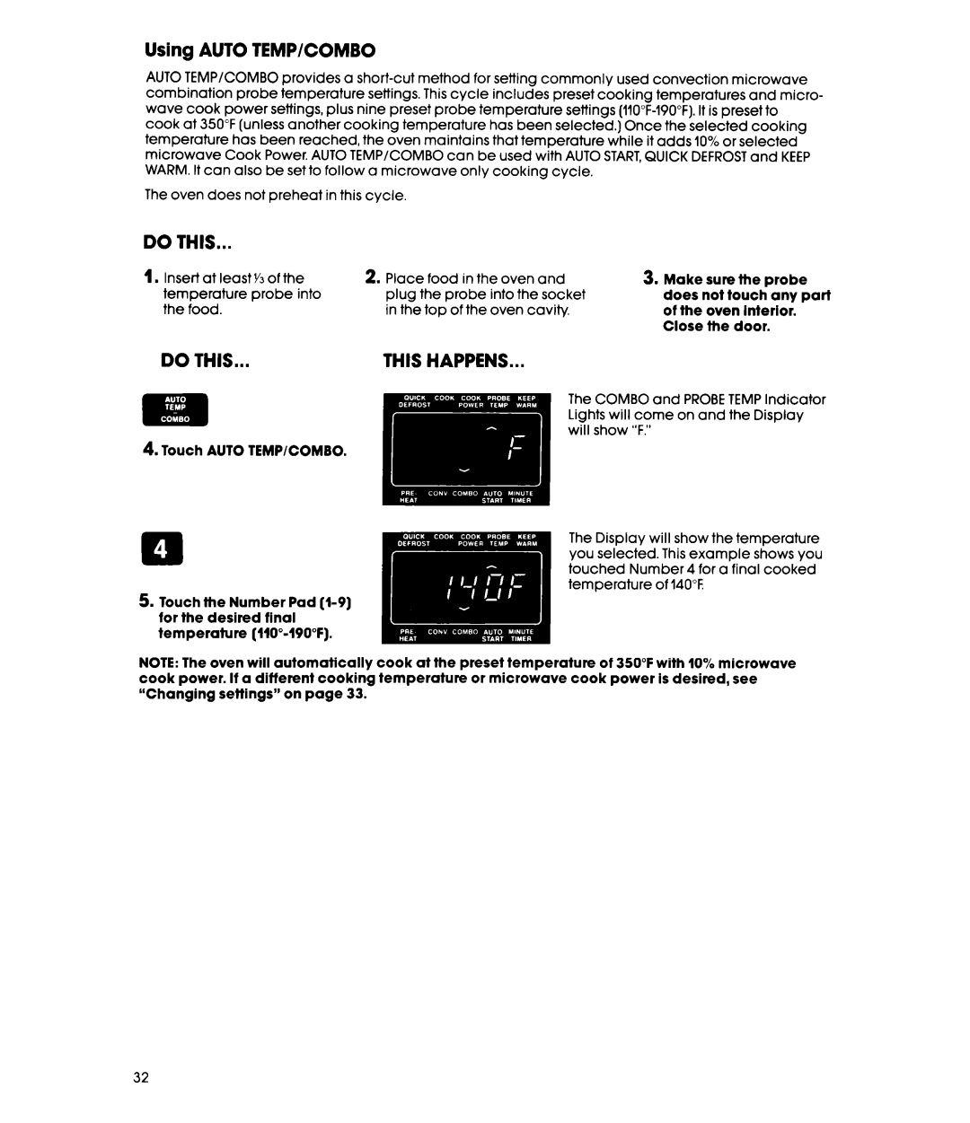 Whirlpool MC8991XT, MC8990XT manual Using Auto Tempicombo 