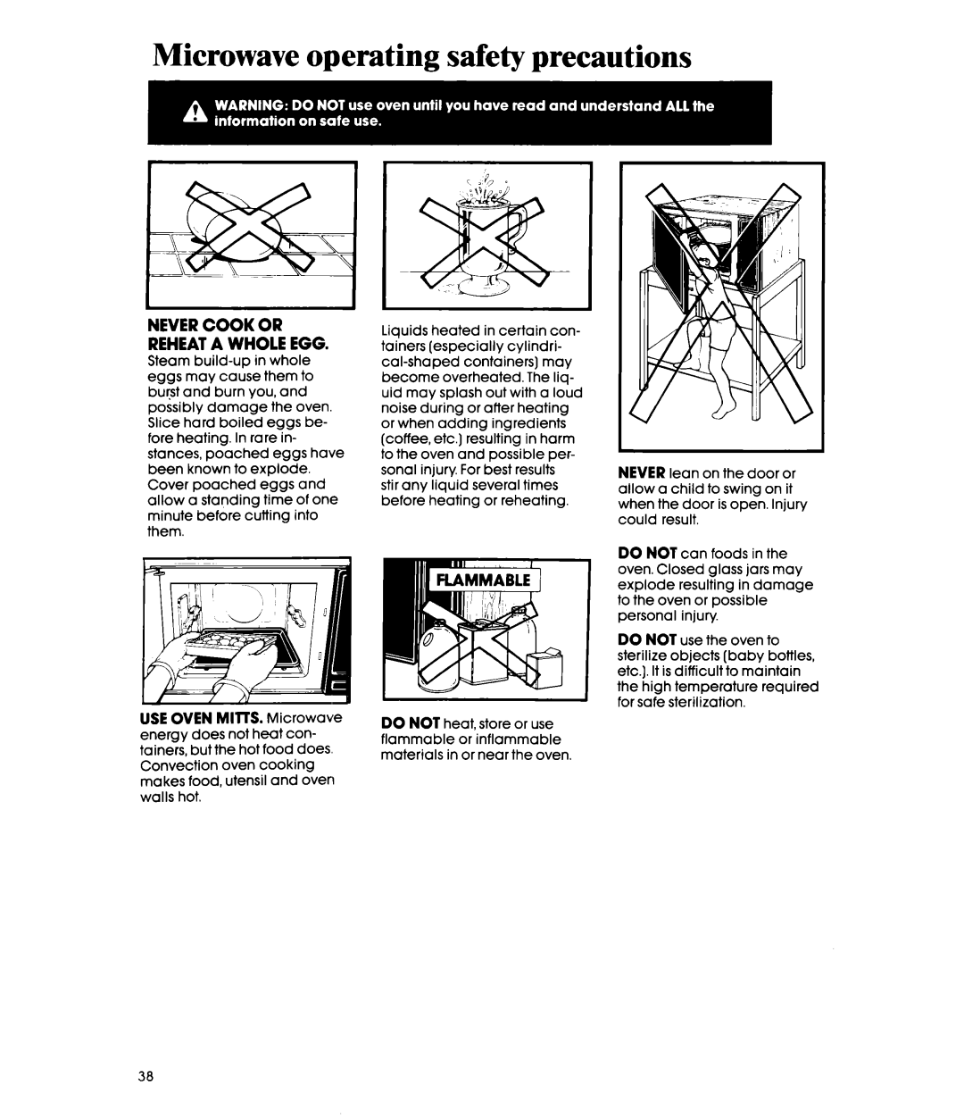 Whirlpool MC8991XT, MC8990XT manual Nevercook or Reheata Whole EGG 